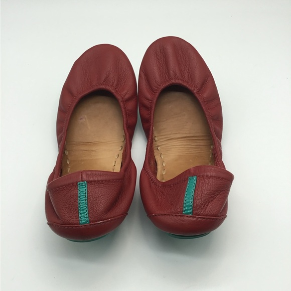 Tieks Red Leather Foldable Ballet Flats - Picture 1 of 5